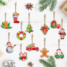 Load image into Gallery viewer, 12PCS Christmas Santa Full Drill Keyring for Christmas Home Party Decor