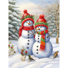 Load image into Gallery viewer, Two Snowmen 30*40CM(Canvas) Full Round Drill Diamond Painting