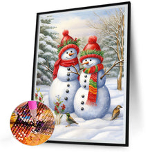 Load image into Gallery viewer, Two Snowmen 30*40CM(Canvas) Full Round Drill Diamond Painting