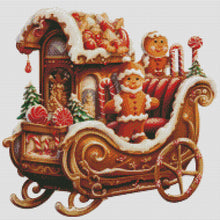 Load image into Gallery viewer, Huancan - Christmas Gingerbread Sleigh - 50*50CM 11CT 3 Stamped Cross Stitch