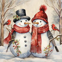 Load image into Gallery viewer, Winter Snowman 30*30CM(Canvas) Full Round Drill Diamond Painting
