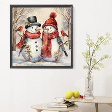 Load image into Gallery viewer, Winter Snowman 30*30CM(Canvas) Full Round Drill Diamond Painting