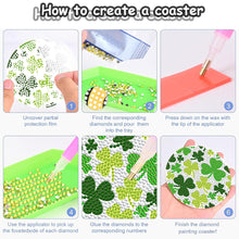 Load image into Gallery viewer, 8PCS Wooden Diamond Painting Art Coaster Kit with Holder (Saint Patricks Day)