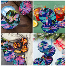 Load image into Gallery viewer, 8PCS Wooden Diamond Painting Art Coaster Kit with Holder (Dazzling Dragonfly)