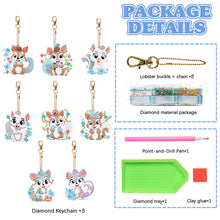 Load image into Gallery viewer, 8PCS Double Sided Round Diamond Painting Art Keychain Pendant (Squirrel 6)