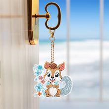 Load image into Gallery viewer, 8PCS Double Sided Round Diamond Painting Art Keychain Pendant (Squirrel 6)