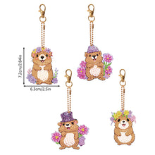Load image into Gallery viewer, 4PCS Double Sided Diamond Painting Art Keychain Pendant for Beginners(Groundhog)