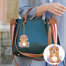 Load image into Gallery viewer, 4PCS Double Sided Diamond Painting Art Keychain Pendant for Beginners(Groundhog)