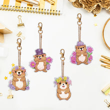Load image into Gallery viewer, 4PCS Double Sided Diamond Painting Art Keychain Pendant for Beginners(Groundhog)