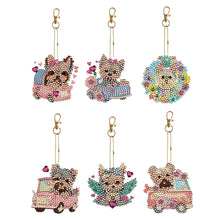 Load image into Gallery viewer, 6PCS Double Sided Special Shape Diamond Painting Keychain (Yorkie Puppy)