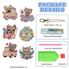 Load image into Gallery viewer, 6PCS Double Sided Special Shape Diamond Painting Keychain (Yorkie Puppy)