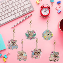 Load image into Gallery viewer, 6PCS Double Sided Special Shape Diamond Painting Keychain (Yorkie Puppy)