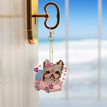 Load image into Gallery viewer, 6PCS Double Sided Special Shape Diamond Painting Keychain (Yorkie Puppy)