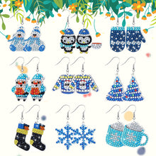 Load image into Gallery viewer, 9 Pairs Christmas Trees Snowmen Double Sided Dangle Drop Diamond Art Earring Kit