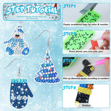 Load image into Gallery viewer, 9 Pairs Christmas Trees Snowmen Double Sided Dangle Drop Diamond Art Earring Kit