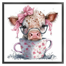 Load image into Gallery viewer, Huancan - Cow In Teacup - 40*40CM 11CT 3 Stamped Cross Stitch