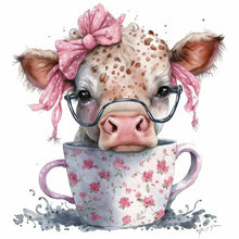 Load image into Gallery viewer, Huancan - Cow In Teacup - 40*40CM 11CT 3 Stamped Cross Stitch