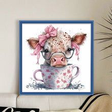 Load image into Gallery viewer, Huancan - Cow In Teacup - 40*40CM 11CT 3 Stamped Cross Stitch