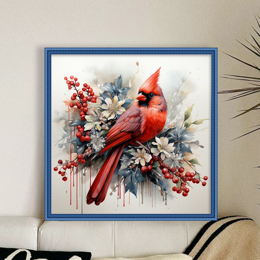 Northern Cardinal - Full 11CT Stamped Cross Stitch 40x40CM - Huacan