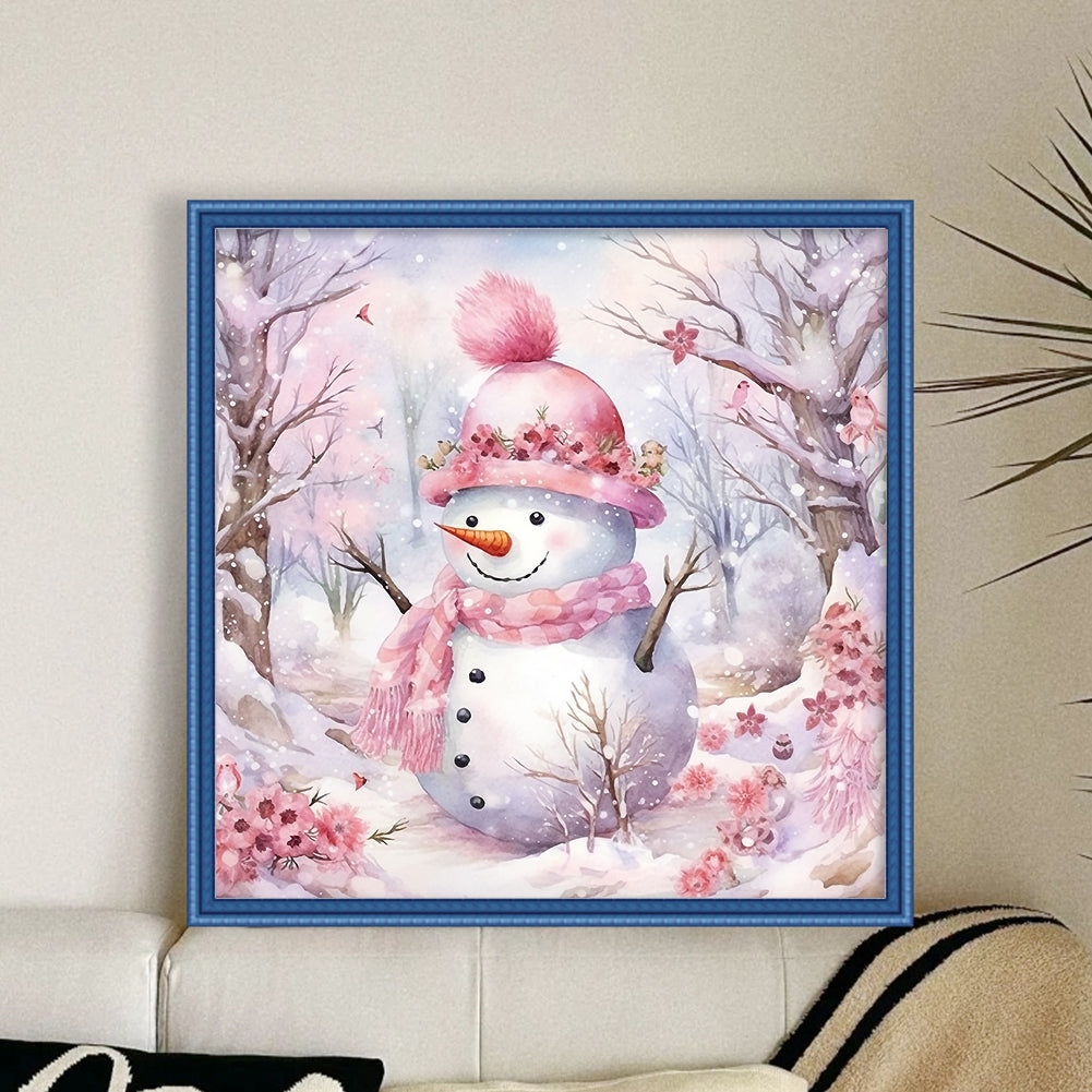 Snowman - Full 11CT Stamped Cross Stitch 40x40CM - Huacan