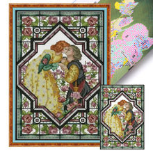 Load image into Gallery viewer, Joy Sunday - Lovers In The Rose Garden - 29*42CM 14CT 2 Stamped Cross Stitch