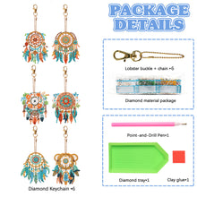Load image into Gallery viewer, 6 PCS Double Sided Flower Dreamcatcher Diamond Painting Keychain for Beginners