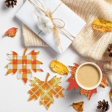 Load image into Gallery viewer, 8 PCS Acrylic Diamond Painting Art Coaster Kit with Holder for Adult(Maple Leaf)