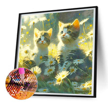 Load image into Gallery viewer, Flowers And Kitten 30*30CM(Canvas) Full Round Drill Diamond Painting