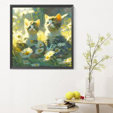 Load image into Gallery viewer, Flowers And Kitten 30*30CM(Canvas) Full Round Drill Diamond Painting