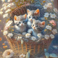 Load image into Gallery viewer, Flowers And Cat 30*30CM(Canvas) Full Round Drill Diamond Painting