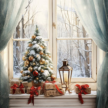 Load image into Gallery viewer, Yishu - Winter Christmas Window - 50*50CM 11CT 3 Stamped Cross Stitch