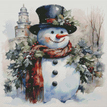 Load image into Gallery viewer, Huancan - Snowman - 50*50CM 11CT 3 Stamped Cross Stitch