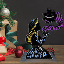 Load image into Gallery viewer, Wooden Diamond Painting Tabletop Ornaments Kit (Alice Cheshire Cat Silhouette)