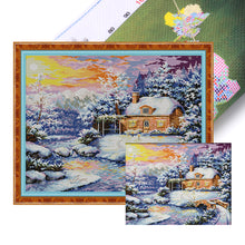 Load image into Gallery viewer, Joy Sunday - Creek Cottage In Winter - 48*40CM 14CT 2 Stamped Cross Stitch