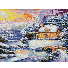 Load image into Gallery viewer, Joy Sunday - Creek Cottage In Winter - 48*40CM 14CT 2 Stamped Cross Stitch