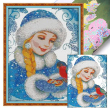 Load image into Gallery viewer, Joy Sunday - Girl In Blue - 44*59CM 14CT 2 Stamped Cross Stitch