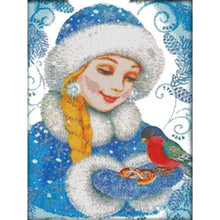 Load image into Gallery viewer, Joy Sunday - Girl In Blue - 44*59CM 14CT 2 Stamped Cross Stitch