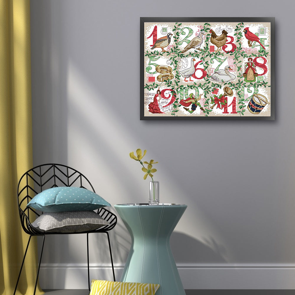 Christmas - Partial 14CT Stamped Cross Stitch 44x35CM - Joy Sunday Backstitch