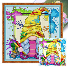 Load image into Gallery viewer, Huancan - Painter Gnome - 50*50CM 11CT 3 Stamped Cross Stitch
