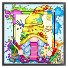 Load image into Gallery viewer, Huancan - Painter Gnome - 50*50CM 11CT 3 Stamped Cross Stitch
