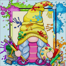 Load image into Gallery viewer, Huancan - Painter Gnome - 50*50CM 11CT 3 Stamped Cross Stitch