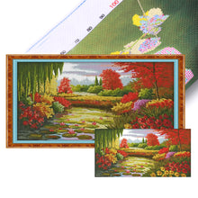Load image into Gallery viewer, Joy Sunday - Autumn Lotus Pond - 103*58CM 14CT 2 Stamped Cross Stitch