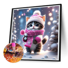 Load image into Gallery viewer, Kitten In Snow 30*30CM(Canvas) Full Round Drill Diamond Painting