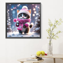 Load image into Gallery viewer, Kitten In Snow 30*30CM(Canvas) Full Round Drill Diamond Painting
