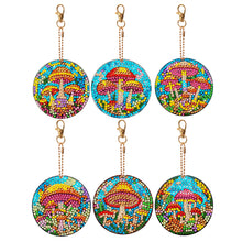 Load image into Gallery viewer, 6 PCS Double Sided Special Shape Diamond Painting Keychain Pendant (Mushroom)