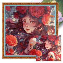 Load image into Gallery viewer, Huancan - Rose Girl - 50*50CM 14CT 2 Stamped Cross Stitch