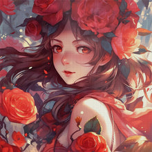 Load image into Gallery viewer, Huancan - Rose Girl - 50*50CM 14CT 2 Stamped Cross Stitch