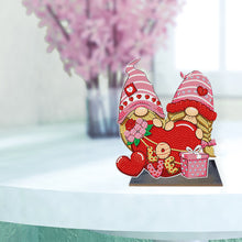 Load image into Gallery viewer, Wooden Diamond Painting Desktop Decor for Office Decor (Valentines Day Gnome)