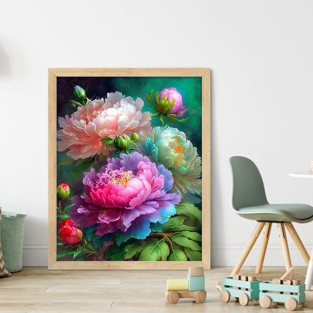 Peony Flower - Full 11CT Counted Cross Stitch 40x50CM - Yishu