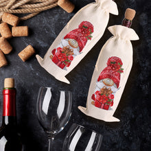 Load image into Gallery viewer, Diamond Painting Burlap Wine Gift Bags Label Liquor Bottle Covers (Gnome)